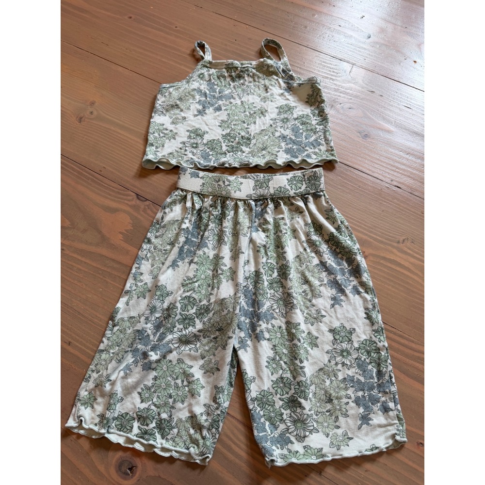 Bb16 Kate Quinn Bamboo Floral Cami and Culotte Set Sage Green 18-24M